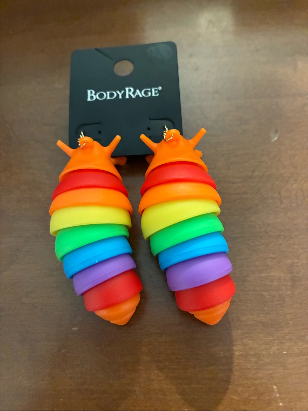 BodyRage  Rainbow Stackable Caterpillar Earrings - Multicolor - Picture 2 of 3